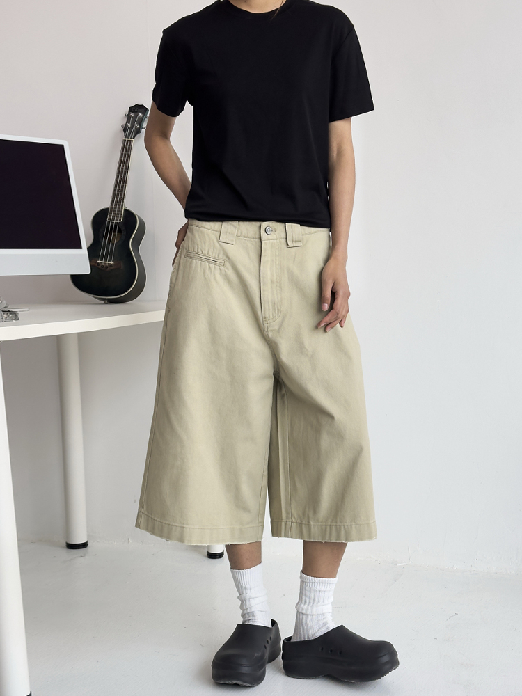 Men's Distressed Work Shorts - American Retro Barn Style, Straight-Cut Seven-Point Pants, Casual Couple's Summer Fashion Men's Distressed Work Shorts - American Retro Barn Style, Straight-Cut Seven-Point Pants, Casual Couple's Summer Fashion