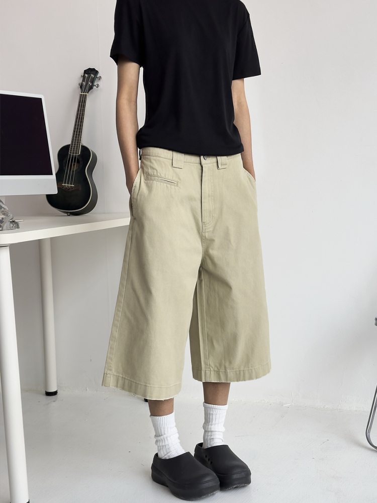 Men's Distressed Work Shorts - American Retro Barn Style, Straight-Cut Seven-Point Pants, Casual Couple's Summer Fashion Men's Distressed Work Shorts - American Retro Barn Style, Straight-Cut Seven-Point Pants, Casual Couple's Summer Fashion