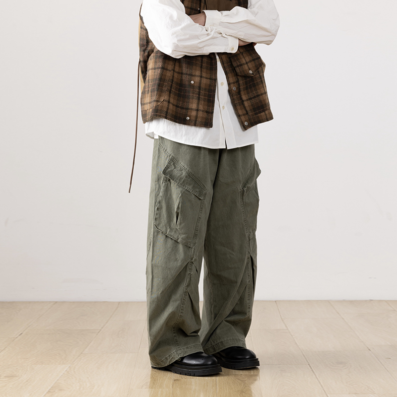 Men's Floor-Length Pleated Draped Casual Pants - Versatile American Style for Autumn, Trendy Workwear and Everyday Fashion Men's Floor-Length Pleated Draped Casual Pants - Versatile American Style for Autumn, Trendy Workwear and Everyday Fashion