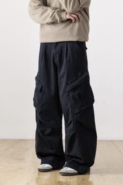 Men's Floor-Length Pleated Draped Casual Pants - Versatile American Style for Autumn, Trendy Workwear and Everyday Fashion
