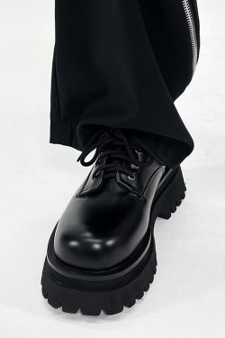 Men's High-End British Style Derby Shoes, Round Toe Leather, Thick-Soled, Height-Increasing, Trendy Formal Footwear