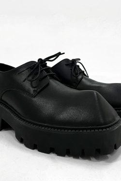 Men's High-End Leather Derby Shoes - Trendy British Style, Height Increasing, Square Toe, Perfect for Formal & High Street Looks