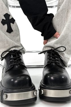 Men's High-End Round-Toe Derby Shoes - Thick-Soled Leather Footwear, Functional British Style, Height-Increasing Design