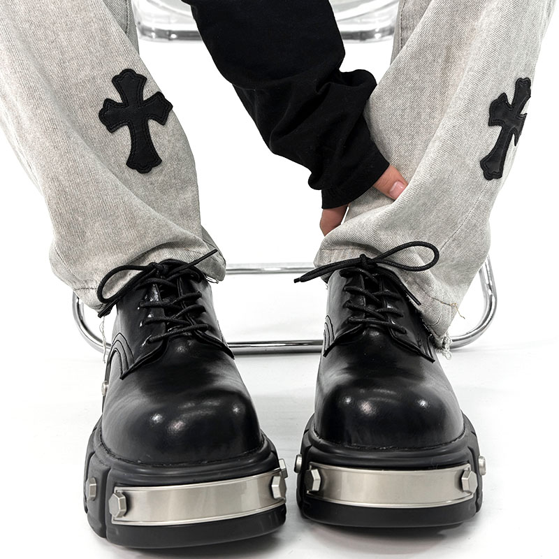 Men's High-End Round-Toe Derby Shoes - Thick-Soled Leather Footwear, Functional British Style, Height-Increasing Design Men's High-End Round-Toe Derby Shoes - Thick-Soled Leather Footwear, Functional British Style, Height-Increasing Design