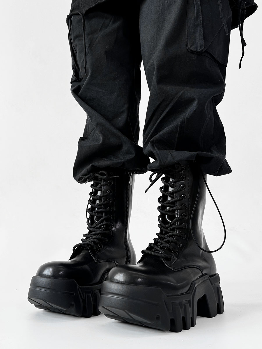 Men's High-Top Zipper Motorcycle Boots - Paris Bulldog Design, Thick-Soled, Height-Increasing, Genuine Leather Cosplay & Work Shoes Men's High-Top Zipper Motorcycle Boots - Paris Bulldog Design, Thick-Soled, Height-Increasing, Genuine Leather Cosplay & Work Shoes