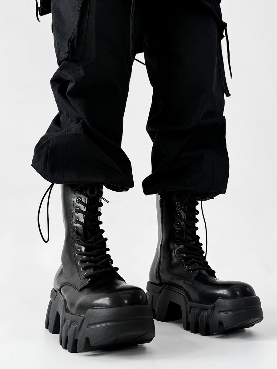 Men's High-Top Zipper Motorcycle Boots - Paris Bulldog Design, Thick-Soled, Height-Increasing, Genuine Leather Cosplay & Work Shoes Men's High-Top Zipper Motorcycle Boots - Paris Bulldog Design, Thick-Soled, Height-Increasing, Genuine Leather Cosplay & Work Shoes