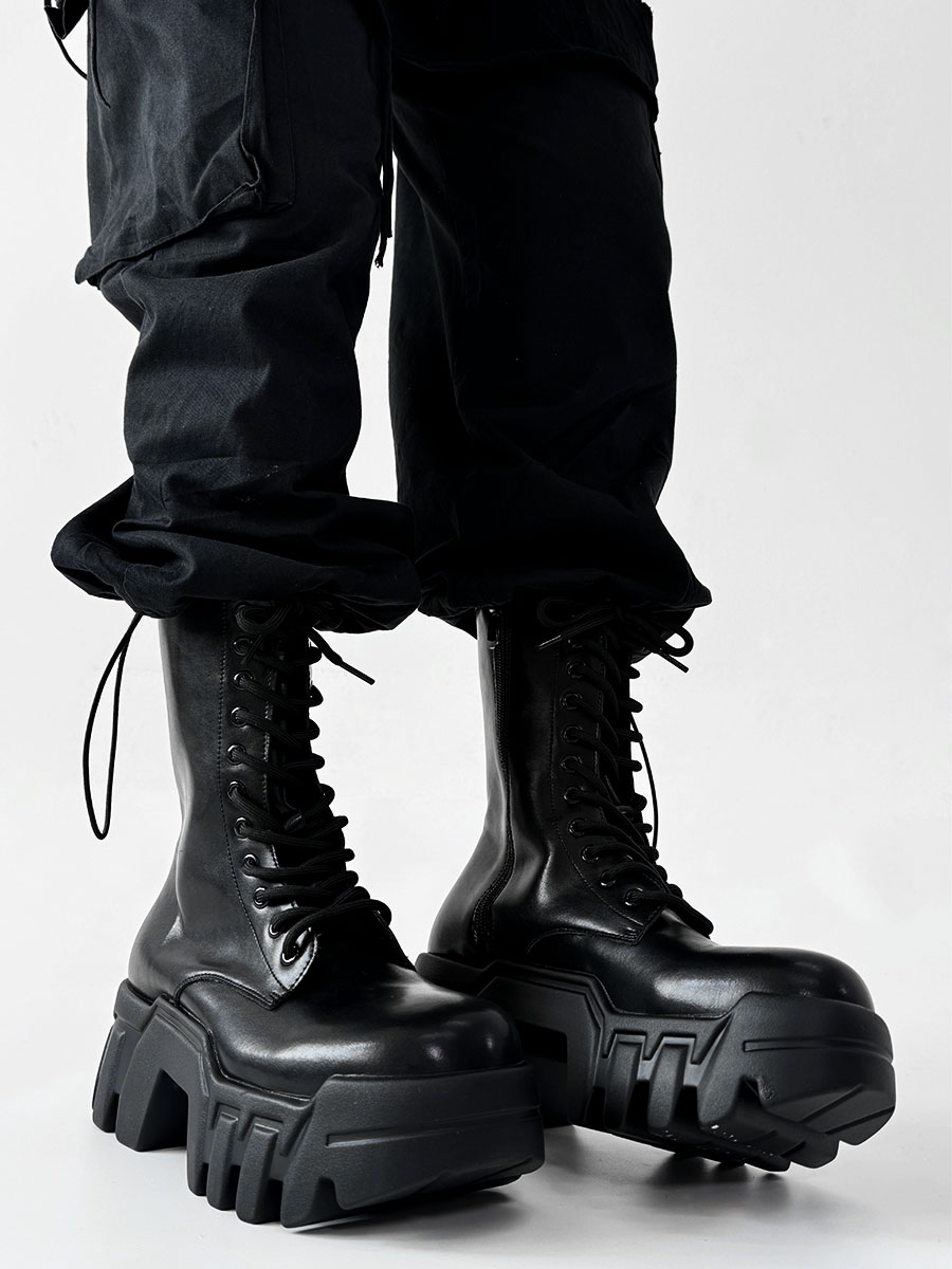 Men's High-Top Zipper Motorcycle Boots - Paris Bulldog Design, Thick-Soled, Height-Increasing, Genuine Leather Cosplay & Work Shoes Men's High-Top Zipper Motorcycle Boots - Paris Bulldog Design, Thick-Soled, Height-Increasing, Genuine Leather Cosplay & Work Shoes