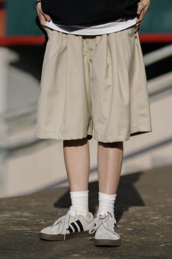 Men's Japanese Retro Summer Loose Shorts - Minimalist Solid Color Five-Point Pants for Trendy Style