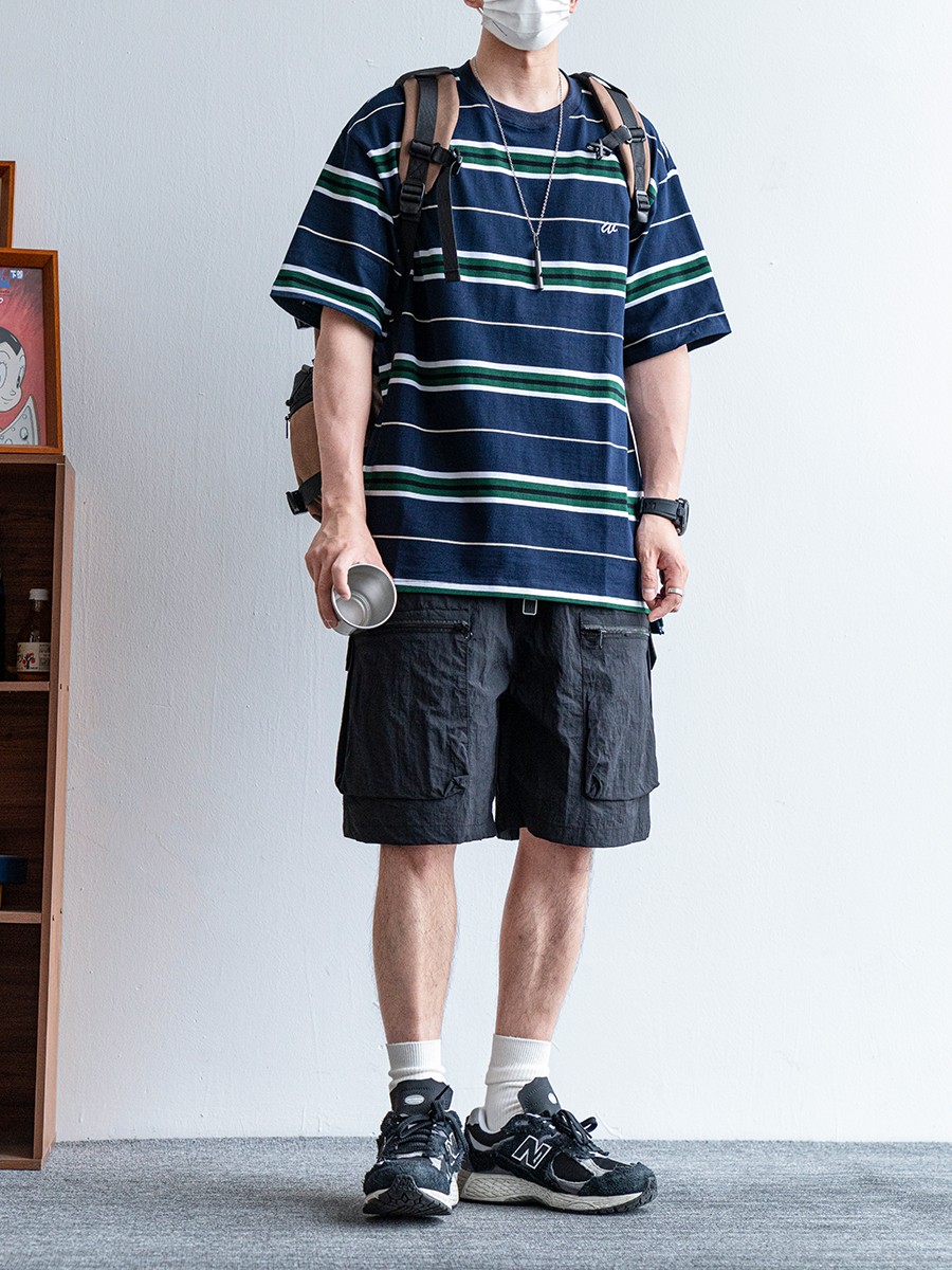 Men's Japanese Retro Summer Solid Color Loose Casual Shorts, Quick-Dry Multi-Pocket Five-Point Sports Pants Men's Japanese Retro Summer Solid Color Loose Casual Shorts, Quick-Dry Multi-Pocket Five-Point Sports Pants