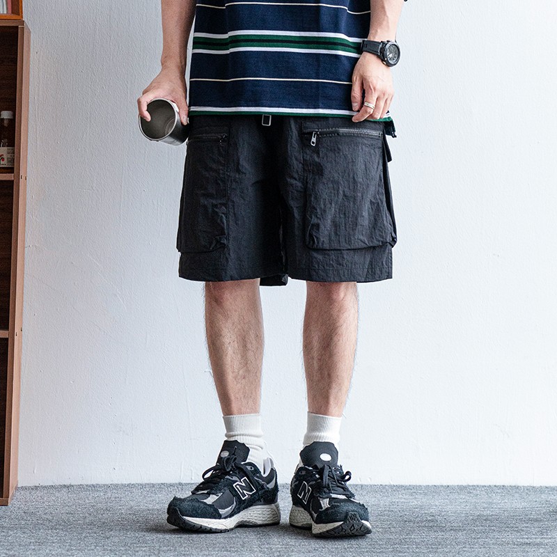 Men's Japanese Retro Summer Solid Color Loose Casual Shorts, Quick-Dry Multi-Pocket Five-Point Sports Pants Men's Japanese Retro Summer Solid Color Loose Casual Shorts, Quick-Dry Multi-Pocket Five-Point Sports Pants