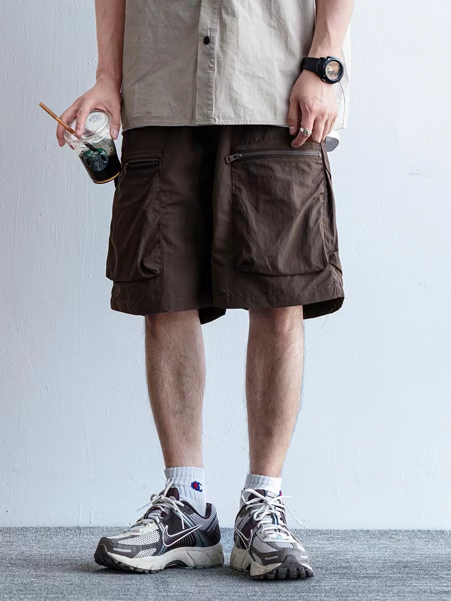 Men's Japanese Retro Summer Solid Color Loose Casual Shorts, Quick-Dry Multi-Pocket Five-Point Sports Pants Men's Japanese Retro Summer Solid Color Loose Casual Shorts, Quick-Dry Multi-Pocket Five-Point Sports Pants