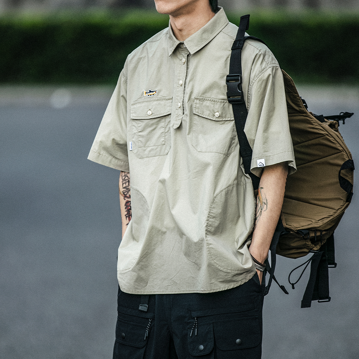 Men's Japanese Retro Summer Workwear Polo Shirt - Trendy Casual Half-Sleeve T-Shirt for 90s Inspired Style Men's Japanese Retro Summer Workwear Polo Shirt - Trendy Casual Half-Sleeve T-Shirt for 90s Inspired Style