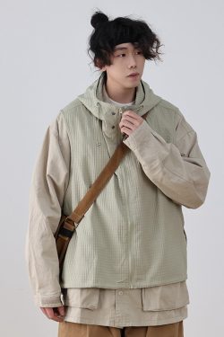 Men's Japanese Spring Hooded Vest - Loose Sleeveless Jacket for City Boy Outdoor Style