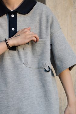 Men's Japanese-Style Heavyweight Cotton Polo Shirt - Short Sleeve Retro Casual Top for Versatile 90s Y2K Fashion