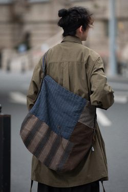 Men's Japanese Style Herringbone Bamboo Blend Shirt Jacket - Loose Windproof Coat for Spring and Autumn Fashion