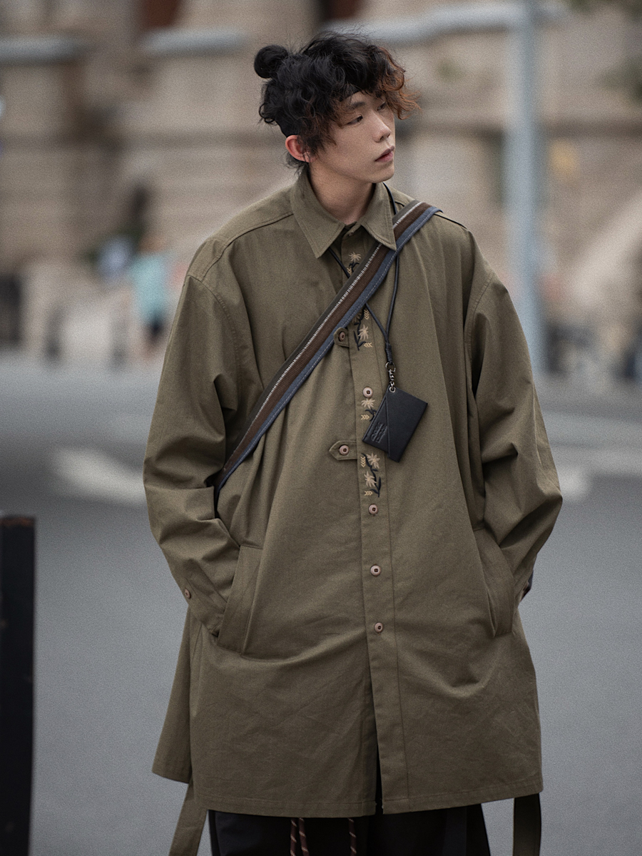 Men's Japanese Style Herringbone Bamboo Blend Shirt Jacket - Loose Windproof Coat for Spring and Autumn Fashion Men's Japanese Style Herringbone Bamboo Blend Shirt Jacket - Loose Windproof Coat for Spring and Autumn Fashion