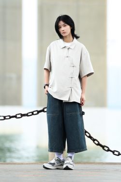 Men's Japanese Style Loose Fit Denim Shorts, American Retro Three-Quarter City Boy Workwear, Trendy Y2K Fashion