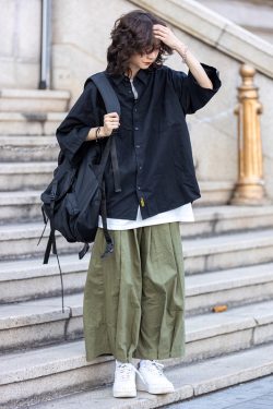 Men's Japanese-Style Summer Loose Nine-Point Cargo Pants, Minimalist Versatile Wide-Leg Design, Lightweight Fashion for Y2K and Casual Wear