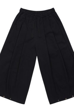 Men's Japanese-Style Summer Loose Nine-Point Cargo Pants, Minimalist Versatile Wide-Leg Design, Lightweight Fashion for Y2K and Casual Wear