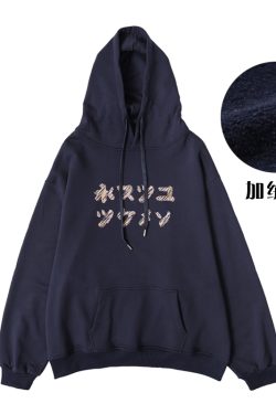 Men's Japanese-Style Thickened Fleece-Lined Hoodie - Loose Retro Top for Spring & Autumn, Couples' Outfit Jacket