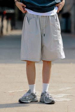 Men's Loose-Fit Japanese Retro Pocket Shorts - Casual Thin Streetwear Five-Point Design