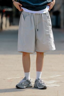 Men's Loose-Fit Japanese Retro Pocket Shorts - Casual Thin Streetwear Five-Point Design