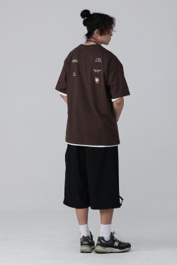 Men's Loose Round Neck Short-Sleeve T-Shirt with 'Sunset in the West' Outdoor Element Print - Casual Couple Top, Y2K Style