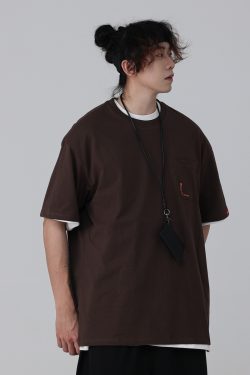 Men's Loose Round Neck Short-Sleeve T-Shirt with 'Sunset in the West' Outdoor Element Print - Casual Couple Top, Y2K Style