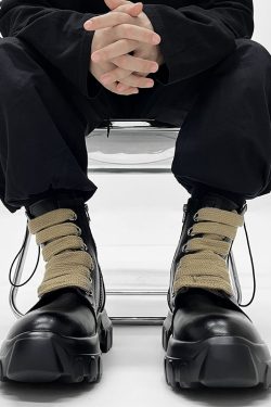 Men's Martin Boots with Side Zipper - British Punk Retro Motorcycle Boots, Thick-Soled Genuine Leather Mid-Calf Hiking Footwear