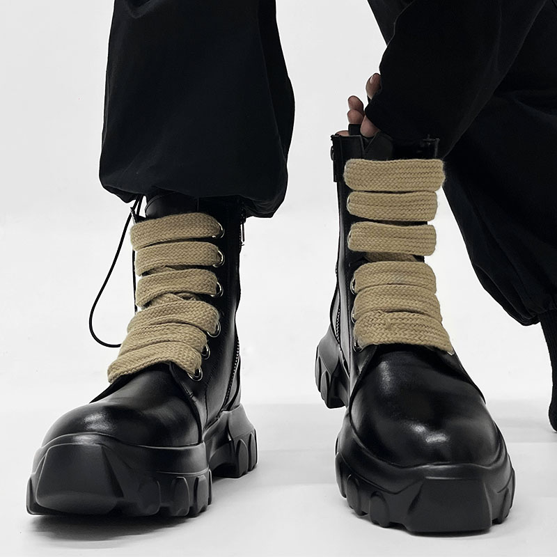 Men's Martin Boots with Side Zipper - British Punk Retro Motorcycle Boots, Thick-Soled Genuine Leather Mid-Calf Hiking Footwear Men's Martin Boots with Side Zipper - British Punk Retro Motorcycle Boots, Thick-Soled Genuine Leather Mid-Calf Hiking Footwear