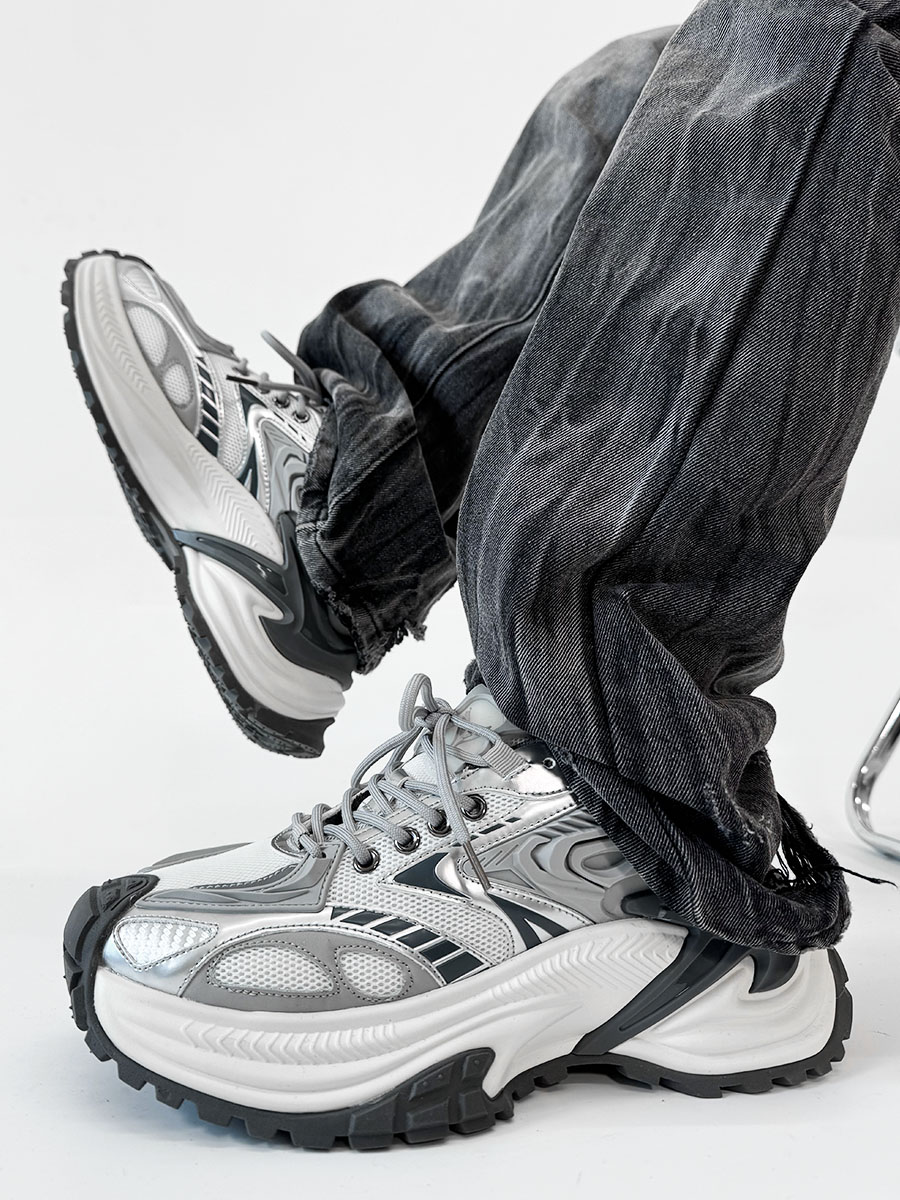 Men's Mech Black Rattlesnake Dad Shoes - Retro 90s Warrior Sports Sneakers for Couples, Stylish Running Footwear, National Trend Men's Mech Black Rattlesnake Dad Shoes - Retro 90s Warrior Sports Sneakers for Couples, Stylish Running Footwear, National Trend