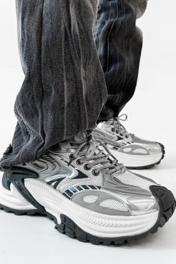 Men's Mech Black Rattlesnake Dad Shoes - Retro 90s Warrior Sports Sneakers for Couples, Stylish Running Footwear, National Trend