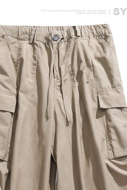 Men's Military Cargo Pants with Closed Pleated Design and Multiple Pockets - Tapered Casual Long Pants
