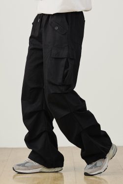 Men's Multi-Pocket Loose Double-Pleat Cargo Pants - Windproof Japanese Casual Style for Outdoor Adventures, National Trend