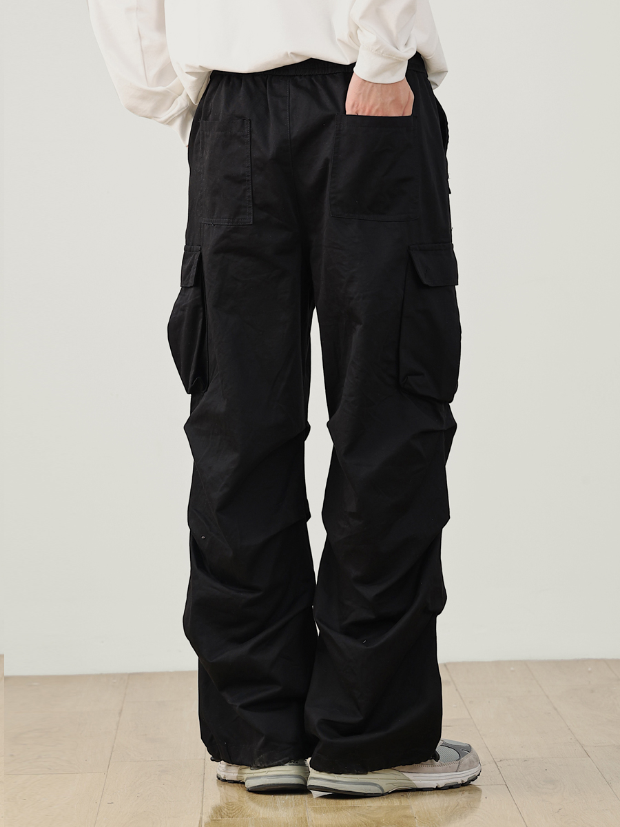 Men's Multi-Pocket Loose Double-Pleat Cargo Pants - Windproof Japanese Casual Style for Outdoor Adventures, National Trend Men's Multi-Pocket Loose Double-Pleat Cargo Pants - Windproof Japanese Casual Style for Outdoor Adventures, National Trend