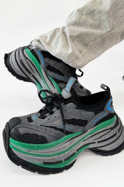 Men's Paris Black Knight Dad Shoes - Retro Thick-Soled Height-Increasing Sports Sneakers for Couples - Trendy European Style