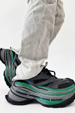 Men's Paris Black Knight Dad Shoes - Retro Thick-Soled Height-Increasing Sports Sneakers for Couples - Trendy European Style