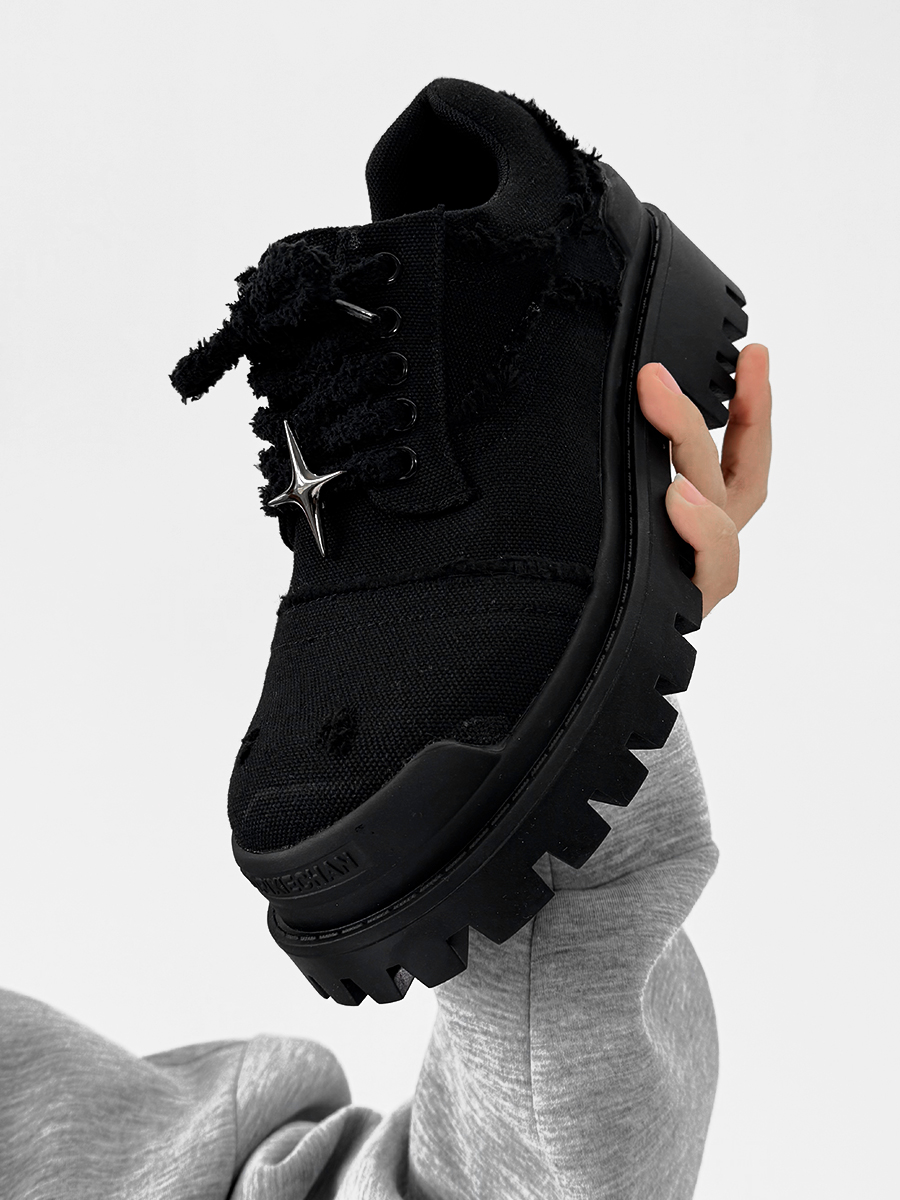 Men's Paris Canvas Derby Shoes, Height-Increasing, Round Toe, Distressed Denim, Thick-Soled British Style Commuting Footwear Men's Paris Canvas Derby Shoes, Height-Increasing, Round Toe, Distressed Denim, Thick-Soled British Style Commuting Footwear