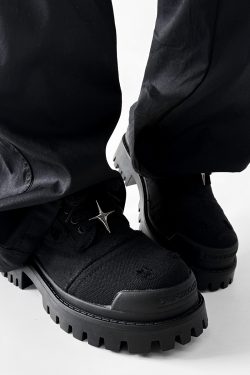 Men's Paris Canvas Derby Shoes, Height-Increasing, Round Toe, Distressed Denim, Thick-Soled British Style Commuting Footwear