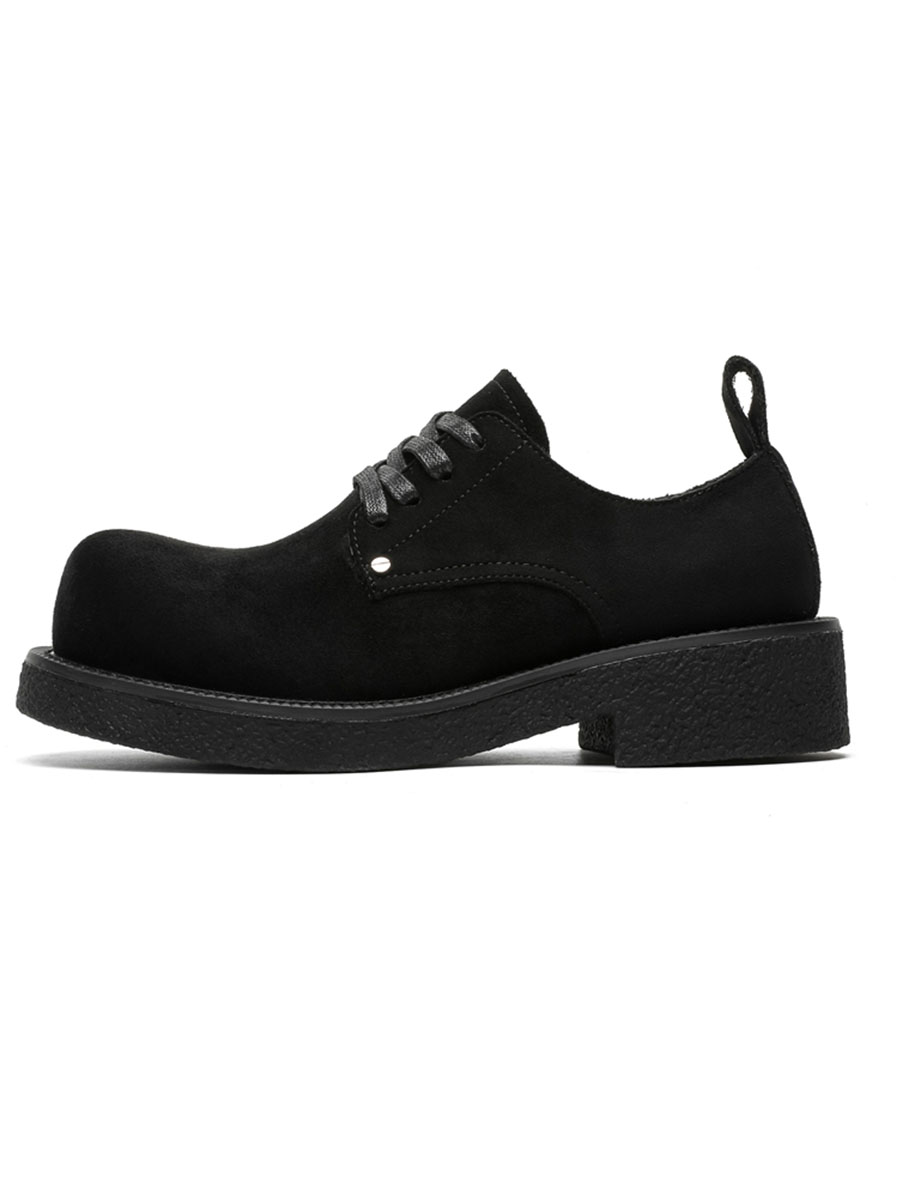 Men's Retro Brown Suede Derby Shoes with Mickey Mouse Design, Thick-Soled British Style, Trendy Oversized Footwear Men's Retro Brown Suede Derby Shoes with Mickey Mouse Design, Thick-Soled British Style, Trendy Oversized Footwear