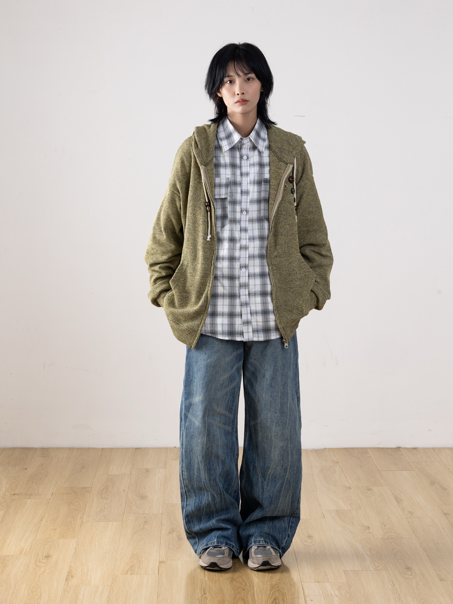 Men's Retro Distressed Straight-Leg Jeans with Lightning Pattern - Gradient Wide-Leg Style for a 90s American Fashion Look Men's Retro Distressed Straight-Leg Jeans with Lightning Pattern - Gradient Wide-Leg Style for a 90s American Fashion Look