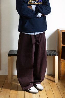 Men's Retro Minimalist Loose Military Green Wide-Leg Cargo Pants – Casual Trousers for 90s Inspired Style