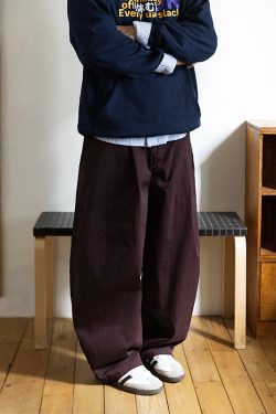 Men's Retro Minimalist Loose Military Green Wide-Leg Cargo Pants – Casual Trousers for 90s Inspired Style