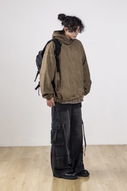 Men's Retro Patchwork Cargo Jeans with 3D Pockets - Loose Fit Commuting Casual Long Pants, Perfect for Y2K Style