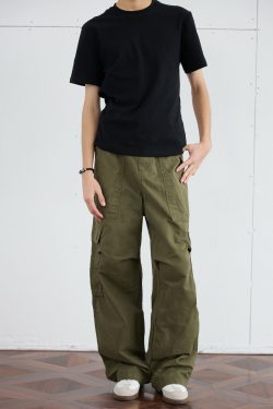 Men's Retro Wide-Leg Pleated Casual Pants with Large Pockets - Loose Straight American Style Trousers