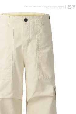 Men's Retro Wide-Leg Pleated Casual Pants with Large Pockets - Loose Straight American Style Trousers