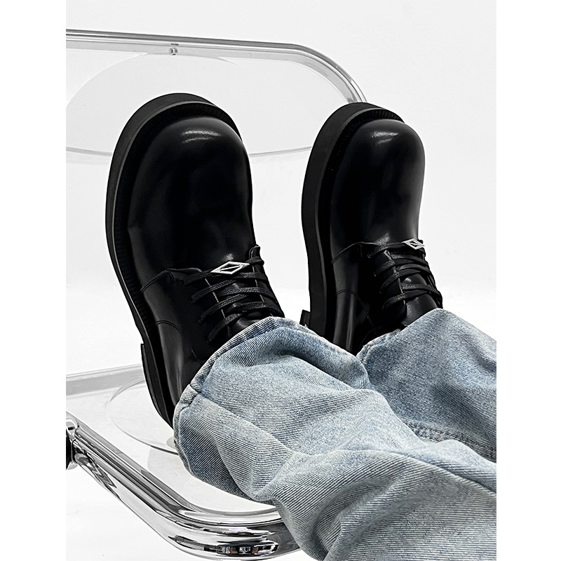 Men's Round-Toe Derby Shoes in Genuine Leather, High-End British Style, Trendy Thick-Soled, Height-Increasing Dress Shoes Men's Round-Toe Derby Shoes in Genuine Leather, High-End British Style, Trendy Thick-Soled, Height-Increasing Dress Shoes