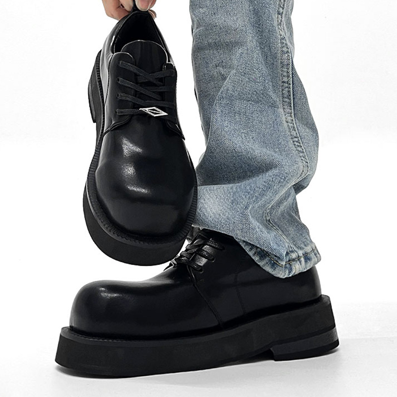 Men's Round-Toe Derby Shoes in Genuine Leather, High-End British Style, Trendy Thick-Soled, Height-Increasing Dress Shoes Men's Round-Toe Derby Shoes in Genuine Leather, High-End British Style, Trendy Thick-Soled, Height-Increasing Dress Shoes