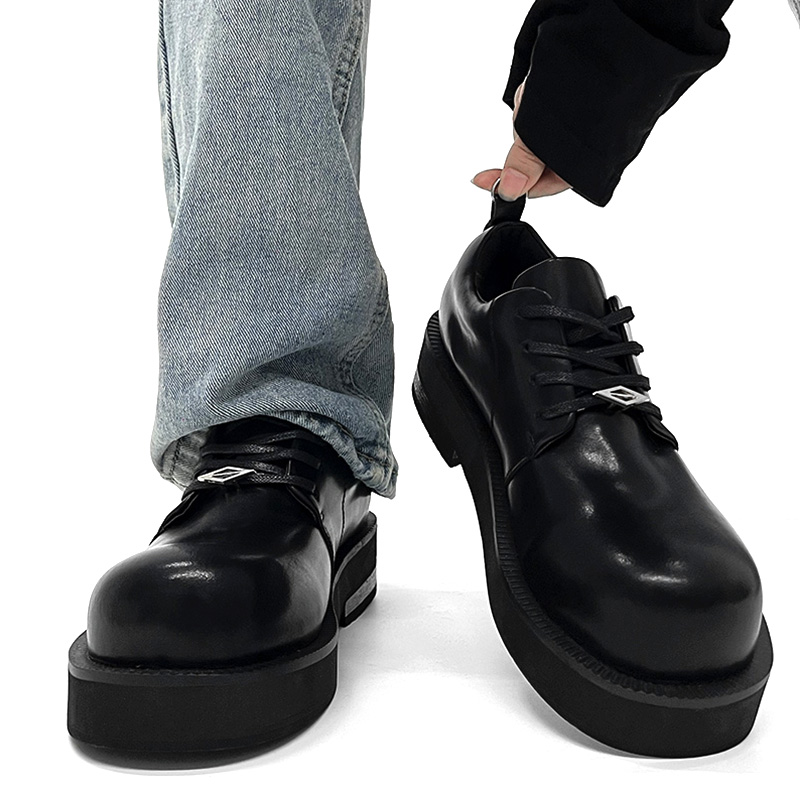 Men's Round-Toe Derby Shoes in Genuine Leather, High-End British Style, Trendy Thick-Soled, Height-Increasing Dress Shoes Men's Round-Toe Derby Shoes in Genuine Leather, High-End British Style, Trendy Thick-Soled, Height-Increasing Dress Shoes