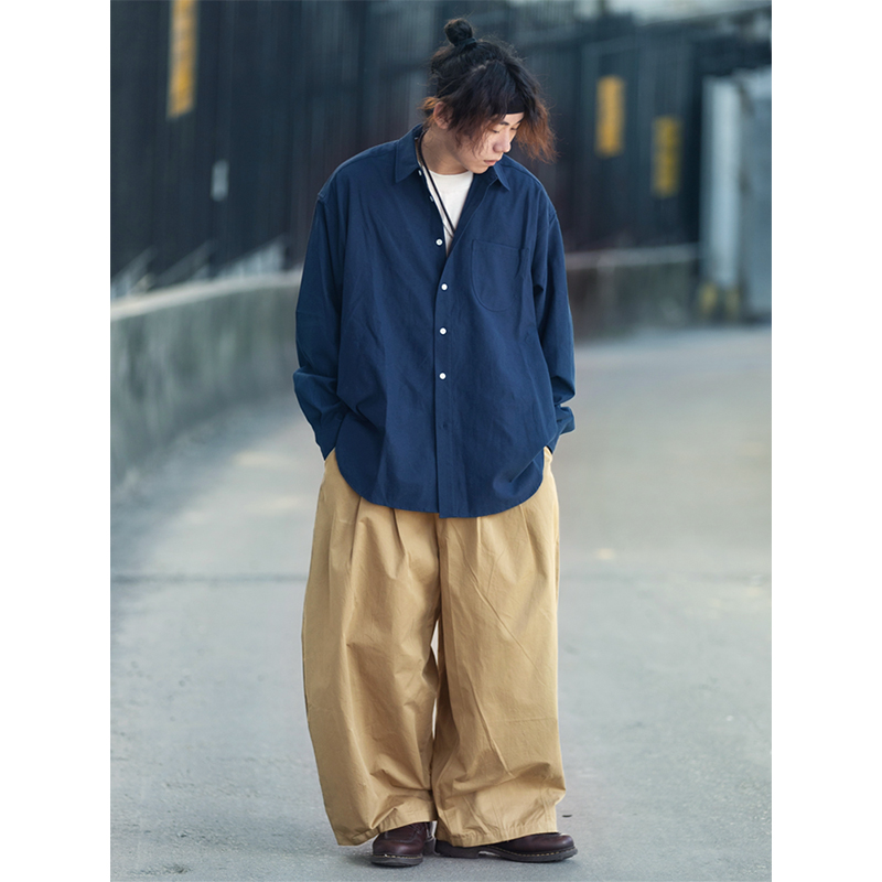 Men's Spring Japanese Retro Loose Shirt - Draped Solid Color Casual Fashion Top Men's Spring Japanese Retro Loose Shirt - Draped Solid Color Casual Fashion Top